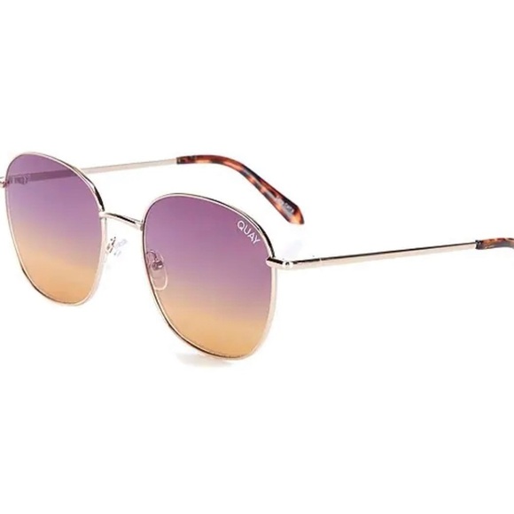 Quay Australia Jezabell Oversized Round Sunglasses Gold Purple Ombré - Picture 1 of 8